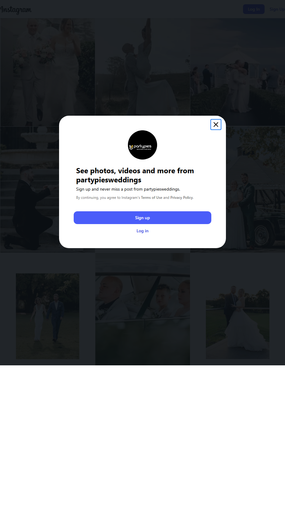 PartyPies Weddings Instagram Feed
